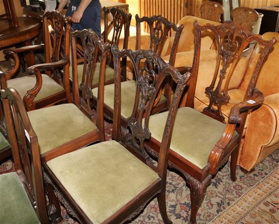 Set of six Chippendale style mahogany dining chairs